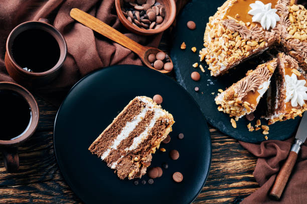 istock peanut cake topped with cream, close up 1097775820