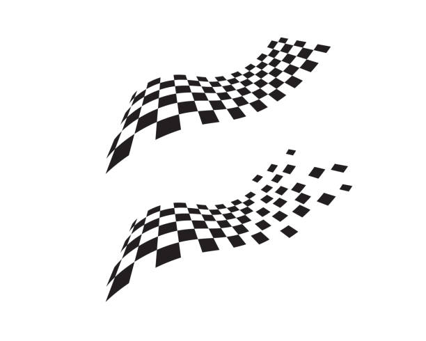 projekt ikony flagi wyścigu - checkered flag auto racing flag sports race stock illustrations