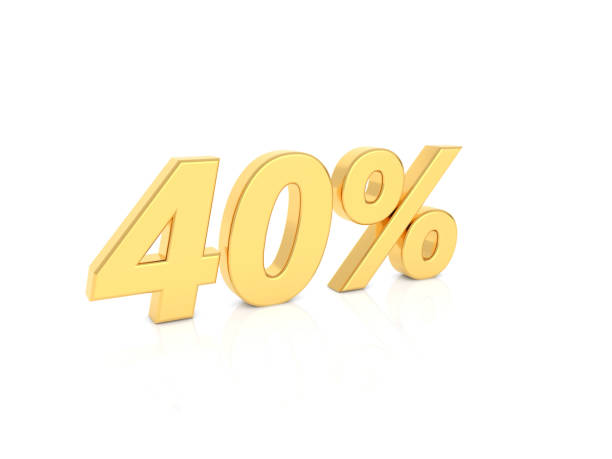 istock 40% gold number on a white background. 1097786828