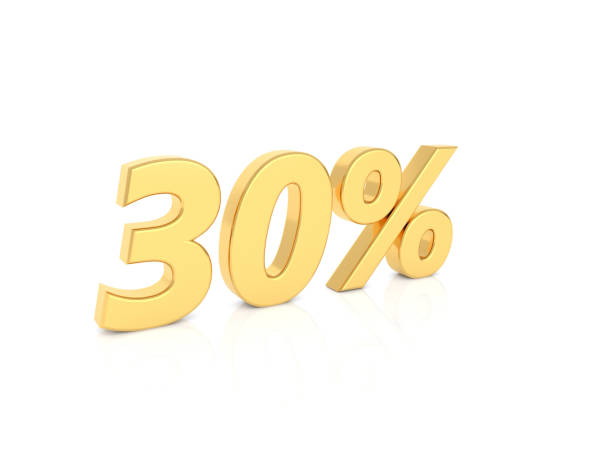 istock 30% gold numbers on a white background. 1097786844