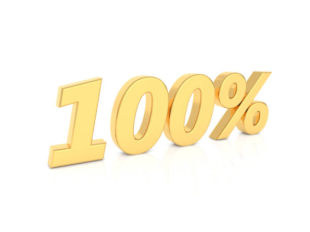 istock 100% gold number on a white background. 1097786880