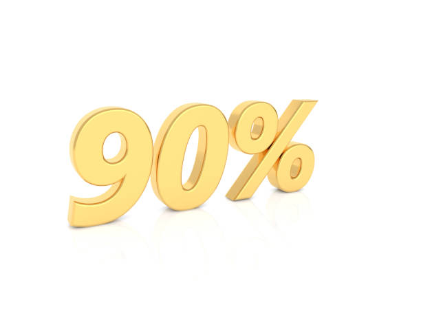 istock 90% gold number on a white background. 1097786916