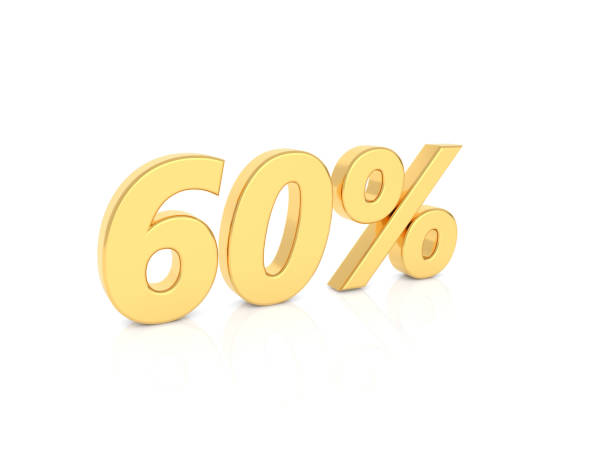 istock 60% gold number on a white background. 1097786928