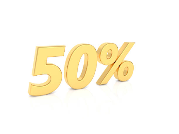 istock 50% gold number on a white background. 1097786948