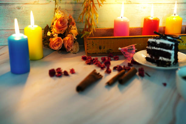 istock valentine cake and coffee in romantic candle lights 1097789932