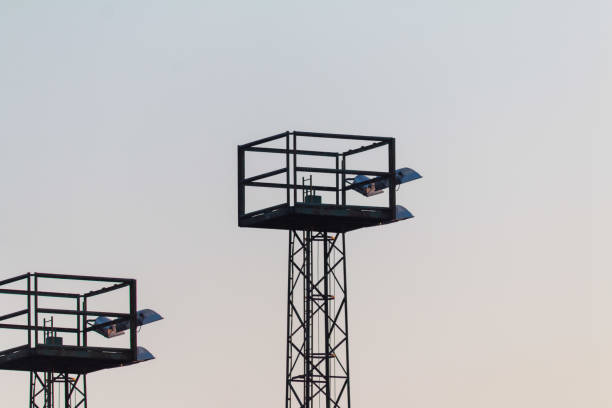 istock Watchtowers with headlights or lighting 1097799648
