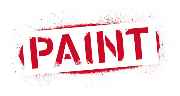 Vector illustration of Stencil Paint inscription. Red graffiti print on white background. Vector design street art