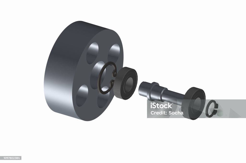 Bearing Exploded Exploded View Stock Photo - Download Image Now - Alloy, Ball Bearing ...