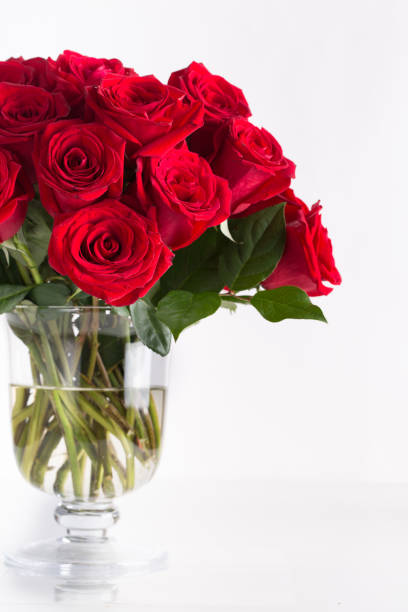 istock Bouquet of beautiful red roses on white isolated background 1097807088