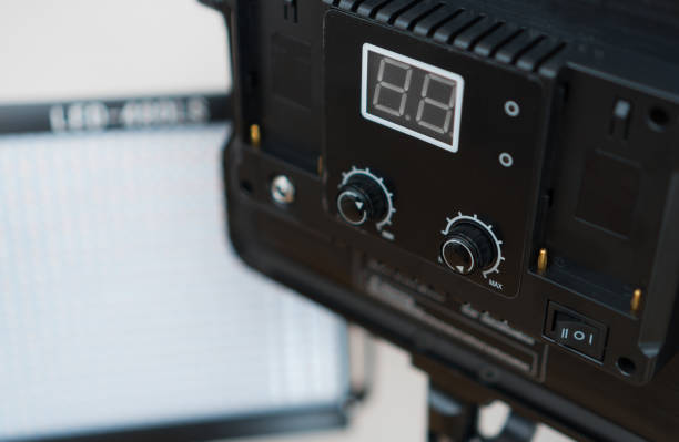 istock Close-up view of led lamps. Video light. 1097819234