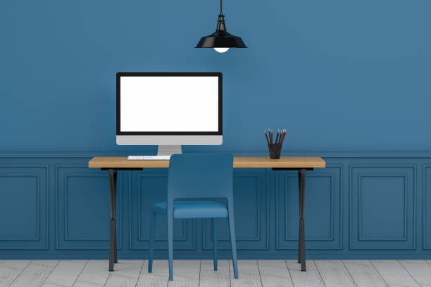 istock Workplace with Blank Screen Monitor in modern interior 1097824536
