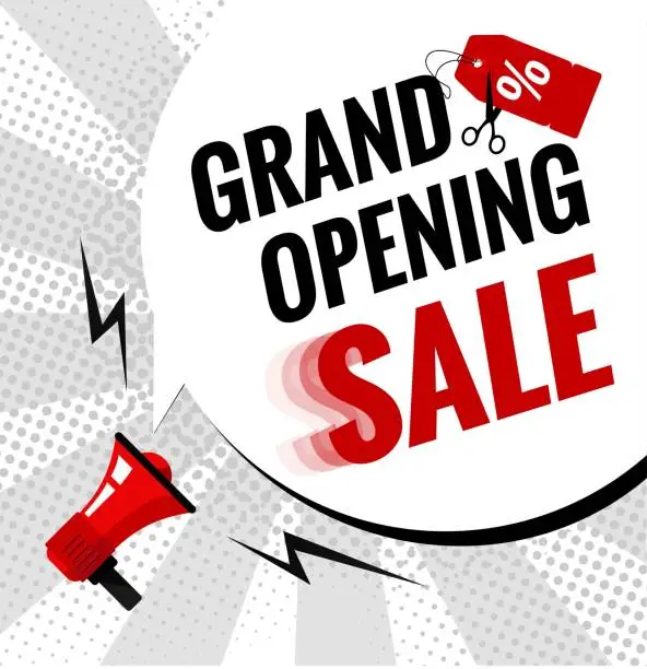 Vector illustration of Grand opening sale banner.