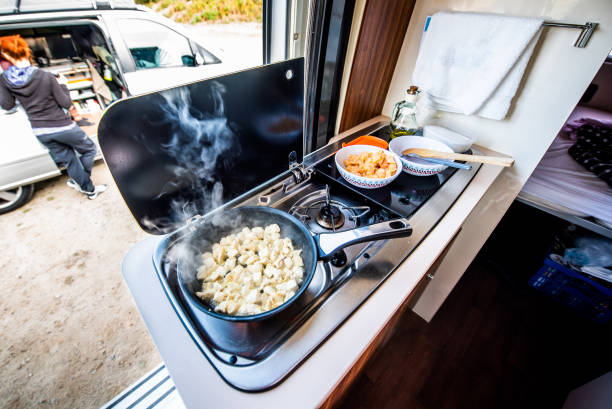 istock Cooking dinner or lunch in campervan, motorhome or RV. 1097833610