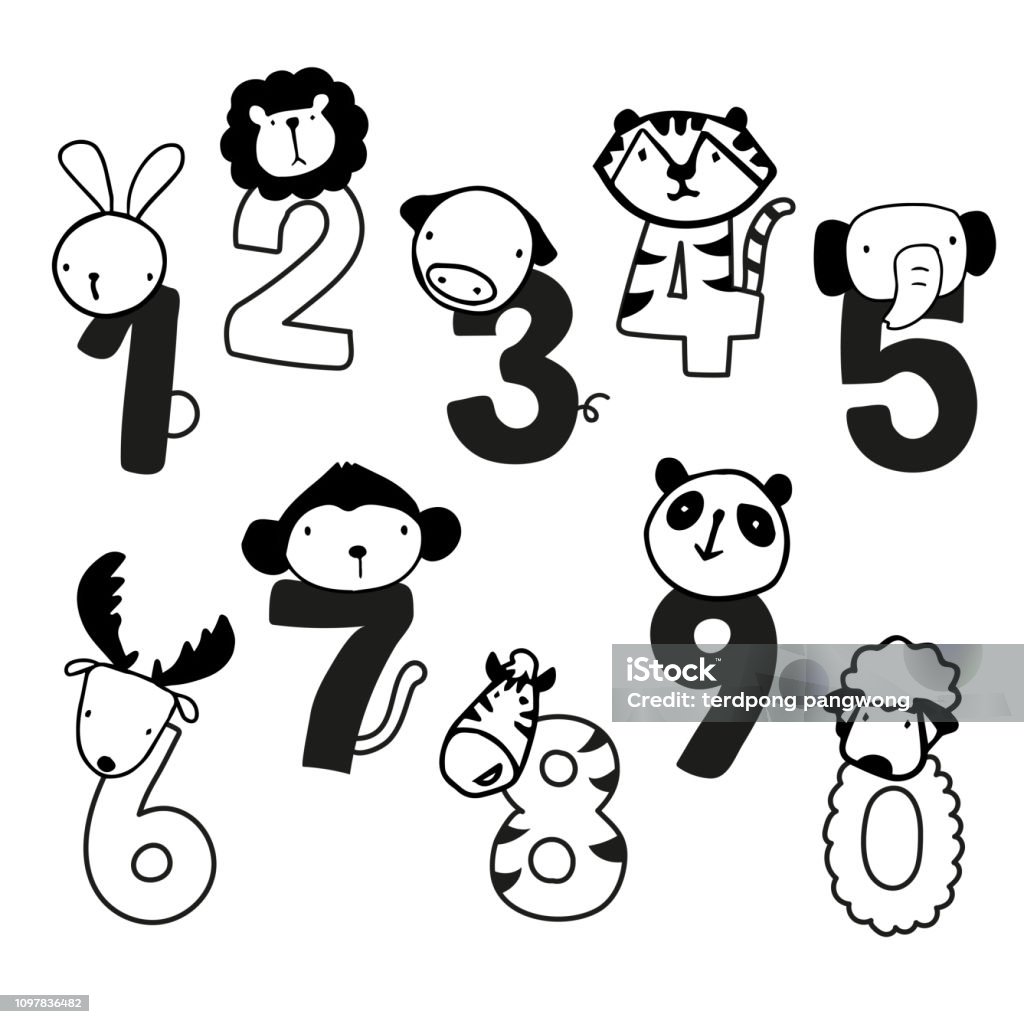 animals number vector design Animal stock vector