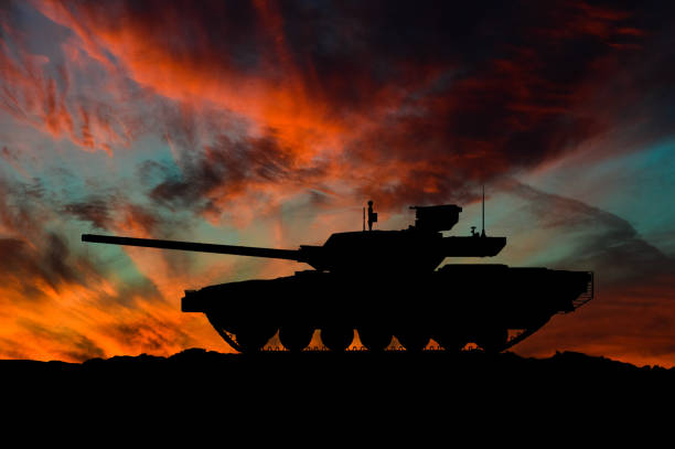 istock Russian main battle tank silhouette / 3d illustration 1097842446