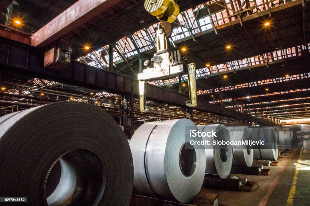 Steel sheet coils Industrial metallurgy Steel Stock Photo