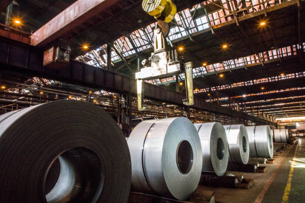 Steel sheet coils Industrial metallurgy steel mill stock pictures, royalty-free photos & images