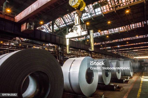 Steel Sheet Coils Stock Photo - Download Image Now - Steel, Manufacturing, Metal