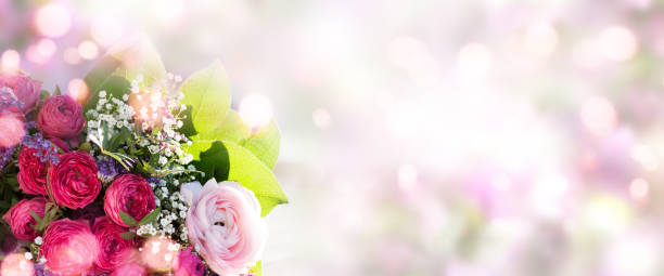 spring bouquet on soft background - bouquet rose wedding flower imagens e fotografias de stock