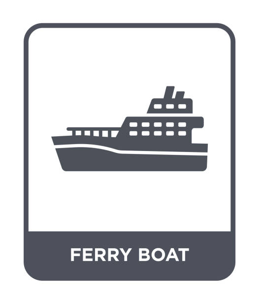 illustrations, cliparts, dessins animés et icônes de ferry bateau icône vectorielle sur fond blanc, ferry bateau branché rempli icônes de collection de transports - ferry