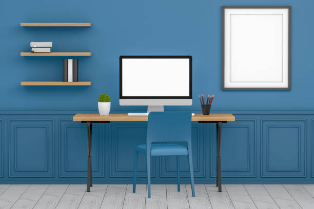 istock Workplace with Blank Screen Monitor in modern interior 1097844532