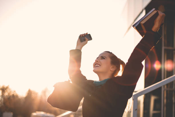 istock Successful business woman exultation 1097847274