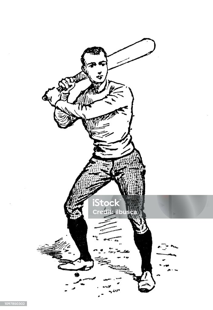 Antique old French engraving illustration: Baseball (Theque) player Baseball - Ball stock illustration