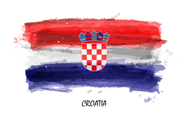 istock Realistic watercolor painting flag of Croatia . Vector 1097854516