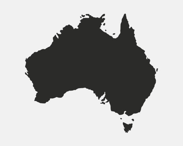 австралия пустая карта. австралийское происхождение. карта австралии изолирована на белом фоне. иллюстрация вектора - австралия австралазия stock illustrations