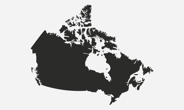 ilustraciones, imágenes clip art, dibujos animados e iconos de stock de mapa en blanco de canadá negro. canadá mapa aislado sobre fondo blanco. ilustración de vector - map of canada