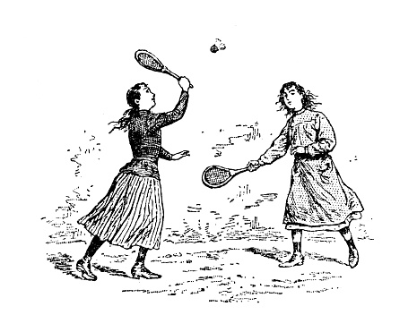 Antique old French engraving illustration: Badminton