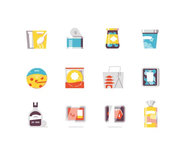 Vector illustration of Consumer goods 3 - food flat icons