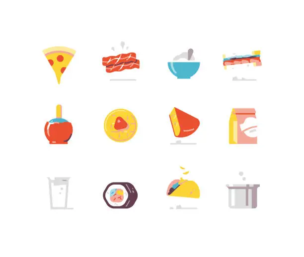Vector illustration of Food 1 - prepared food flat icons