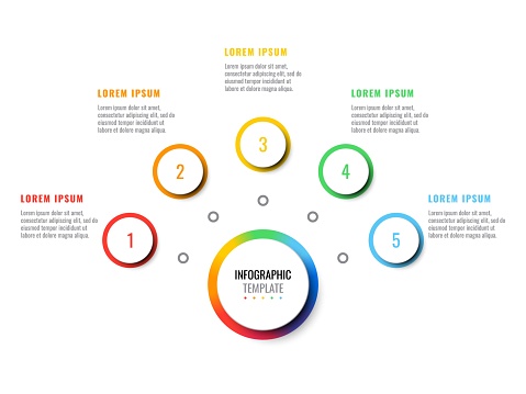Five Steps Design Layout Infographic Template With Round 3d Realistic ...