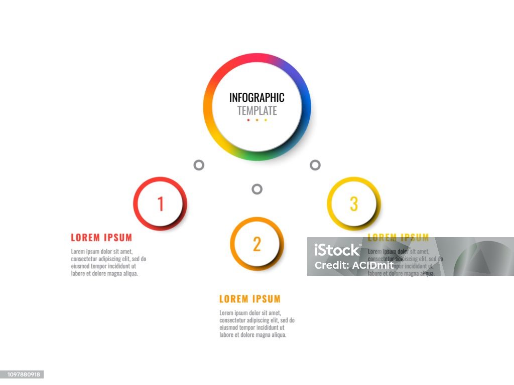 Threegraph Layout Design Three Steps Design Layout Infographic Template With Round 3d Realistic ...
