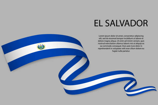 ÐÑÐ½Ð¾Ð²Ð½ÑÐµ RGB Waving ribbon or banner with flag of El Salvador. Template for independence day poster design el salvador stock illustrations