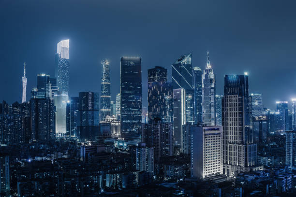 istock Illuminated Skyscrapers in Guangzhou at night 1097894662