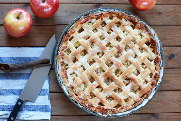 istock Apple Pie or Tart with Lattice Pattern Puff Pastry 1097898532