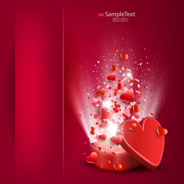 istock Pink composition with a side pocket and a red box with a set of hearts as a flash 1097903592