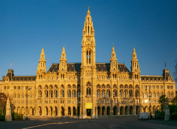 istock Vienna City Hall at morning sunlit, Austria 1097904134
