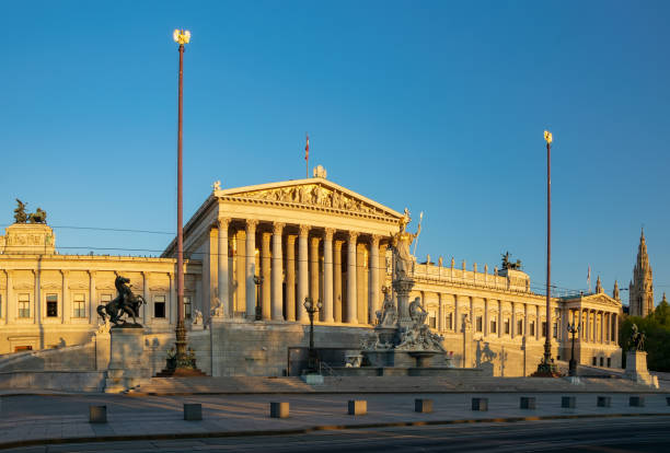 istock Parliament building in Vienna, Austria in sunrise light 1097904156