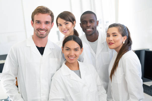 istock Group of science students in a chemistry lab 1097904204