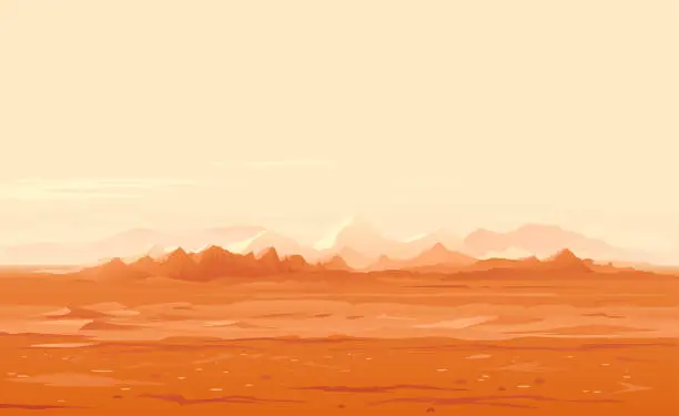 Vector illustration of Martian surface panorama landscape