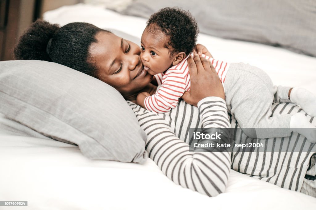 Daily parents activity Authentic moment of parenthood Newborn Stock Photo