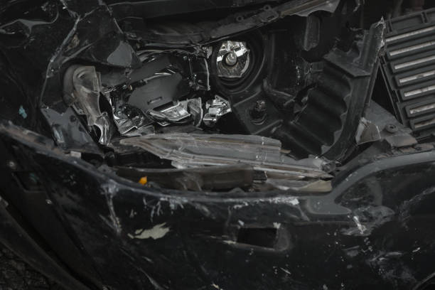 istock Car crash accident in dismantling yard. 1097918158