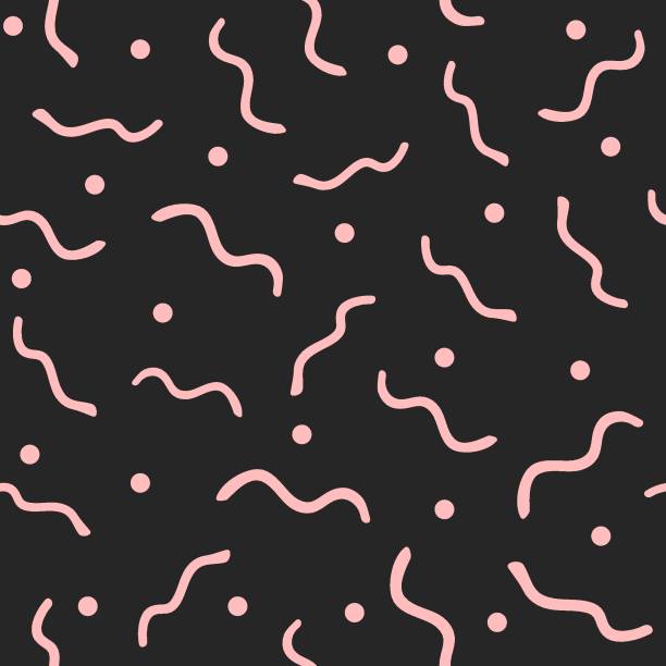 Repeated curve lines and dots. Simple seamless pattern for girls. Girly print drawn by hand. Repeated curve lines and dots. Simple seamless pattern for girls. Girly print drawn by hand. Simple vector illustration. drawing of pink and black polka dot wallpaper stock illustrations