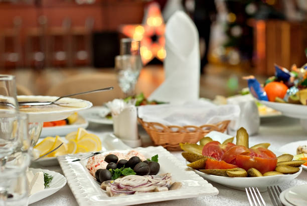istock delicious dishes on the table in the restaurant. serving table. 1097951334