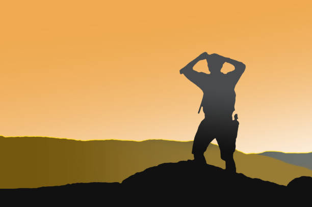 istock Silhouette people in morning on mountain with finding lifestyle concept 1097952836