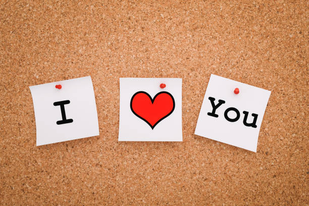 Heart And Stickers On Cork Board I Love You Stock Photo - Download Image  Now - Flooring, Sticker, Abstract - iStock
