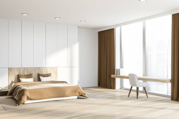 istock Master bedroom and home office corner 1097952938